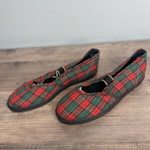 Kids vintage size 13 red green gingham plaid Keds sneakers‎ shoes
